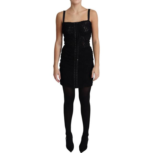 Dolce & Gabbana Black Lace Up Floral Corset Bustier Mini Dress - IT38|XS (IT42|M)