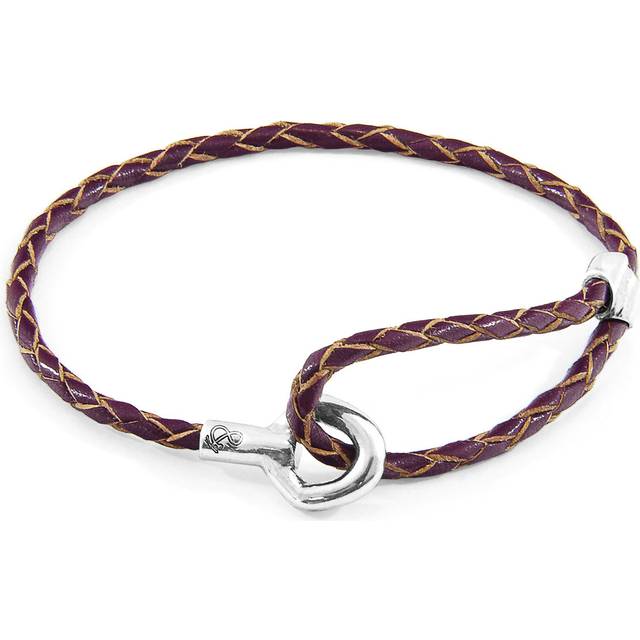 Blake Silver and Braided Leather Bracelet - Purple - One Size