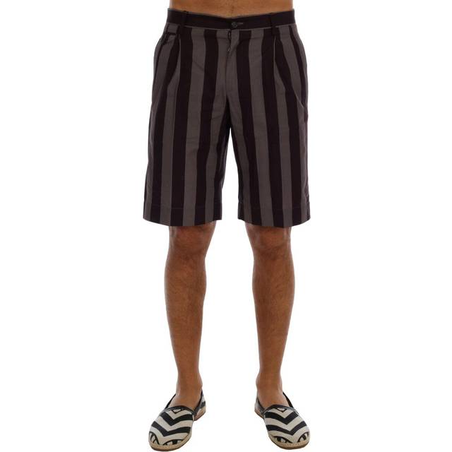 Dolce & Gabbana  Gray Purple Striped Cotton Shorts - IT44 | XS - multicolor (IT44 | XS)