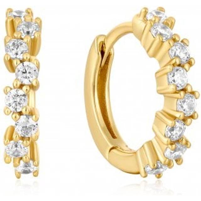 Gold Sparkle Cluster Huggie Hoop Earrings E047-09G