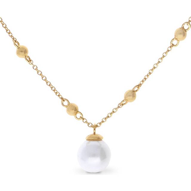 Diamonfire Gold Plated Shell Pearl Station Necklace For Women - gold/silver