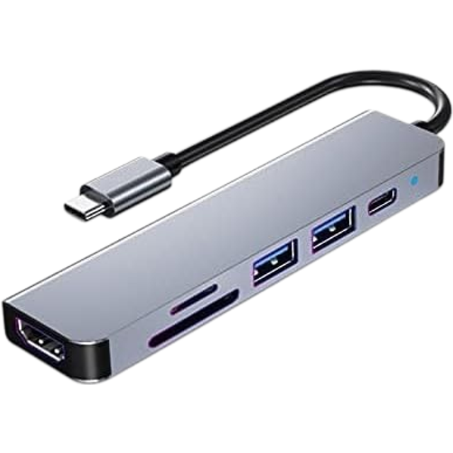 USB C HUB, Multiport USB C Adapter for MacBook Pro & Air Accessories, 6 in 1 Dongle HUB with 4K HDMI, USB 3.0, SD/TF Card Reader, 100W PD Compatible for Laptops and Other Type-C Devices