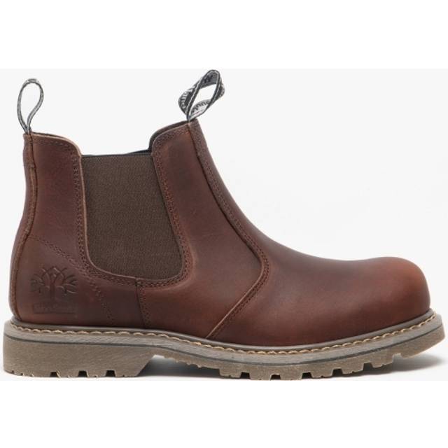 (7 UK, Dark Brown) Woodland Mens Tumbled Leather Gusset Chelsea Boots