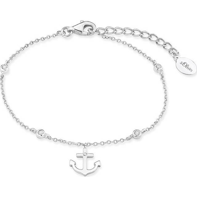 s.Oliver armband 925 sterling silver dam armsmycken, med cubic zirconia synth, 16+3 cm, silver, ankare, Kommer i smycken presentförpackning, 2017249