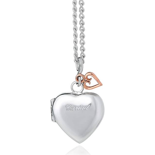 Clogau Silver 9ct Rose Gold Cariad Heart Locket Necklace SCLP - Two Colour
