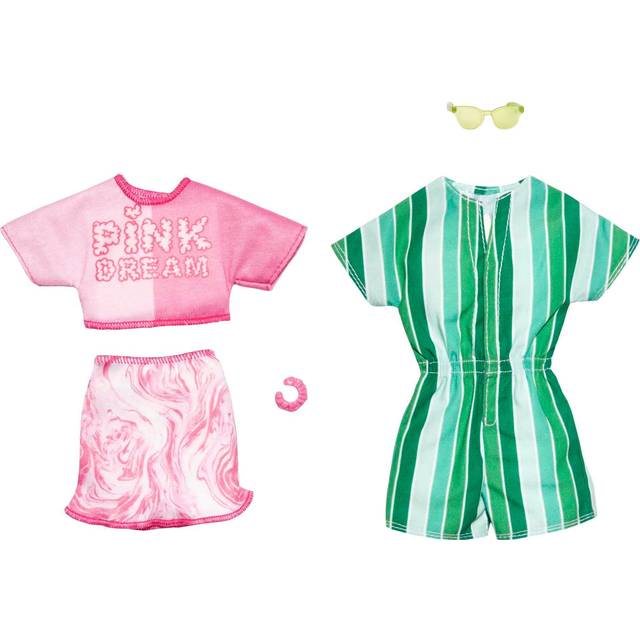 Barbie Fashions Doll Clothes and Accessories Set  2-Pack for Barbie and Ken Dolls with 2 Complete Outfits