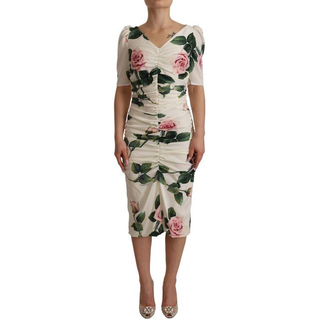 Dolce & Gabbana Stretch Silk Pleated Dress - IT40|S - White