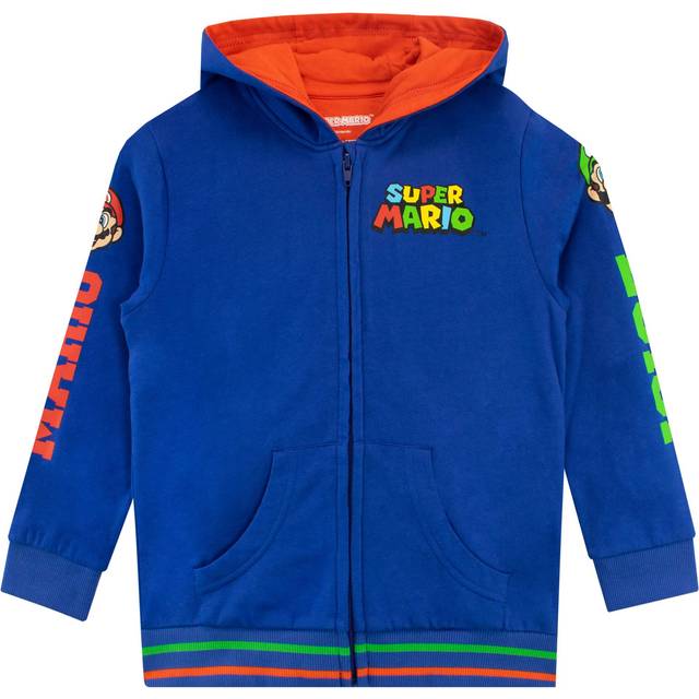 Mario and Luigi Gaming Zip Hoodie With Pockets - Blue - 6-7 Years