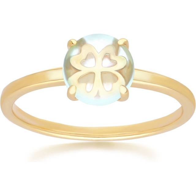 Gardenia Green Mint Quartz Cabochon Ring in Gold Plated Sterling Silver