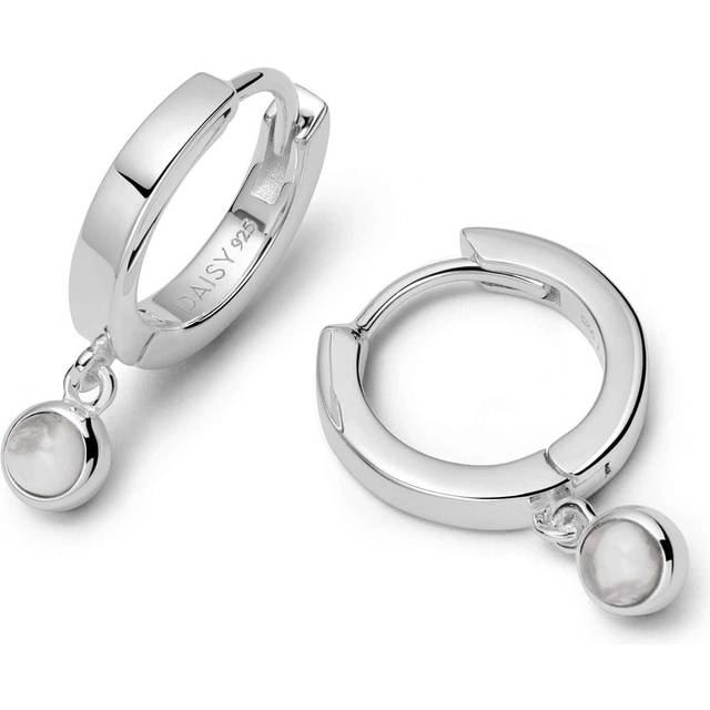 Howlite Healing Huggie Hoops Sterling Silver Earrings HE3006_SLV