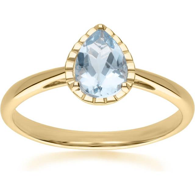 Classic Pear Aquamarine Ring in 9ct Yellow Gold