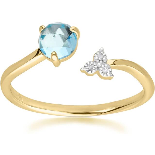 Classic Light Swiss Blue Topaz Open Ring in 9ct Yellow Gold