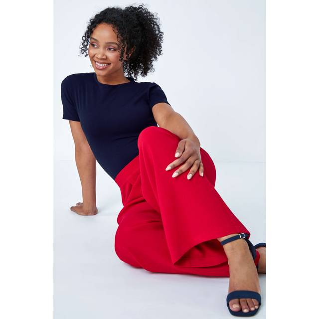 Roman Petite Red Wide Leg Stretch Trousers - Size 14