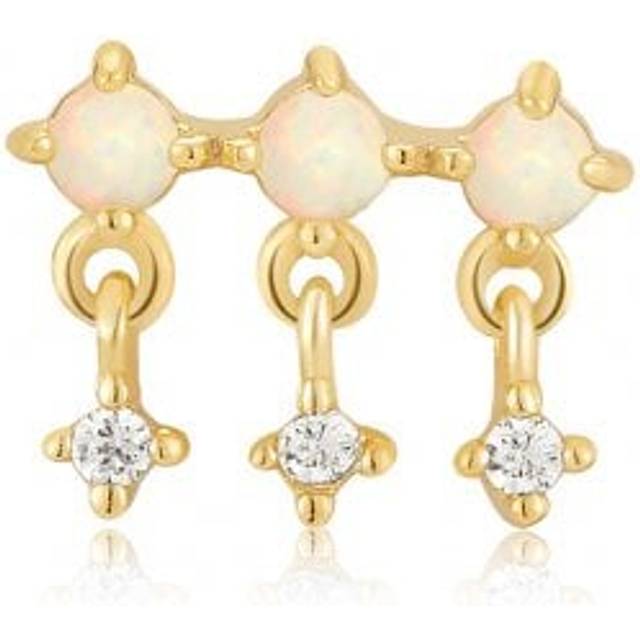 Gold Kyoto Opal Drop Sparkle Barbell Single Earring E047-04G