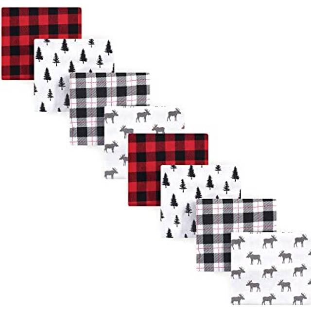 Hudson Baby Unisex Baby Cotton Flannel Receiving Blankets  Moose 8-Piece  One Size