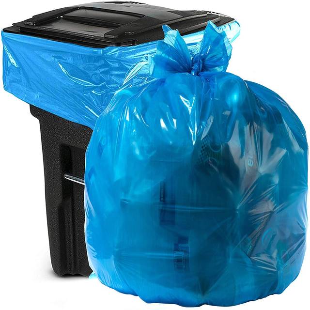 Aluf Plast 65 Gallon blå soppåsar – (paket med 50) – 2,0 MIL (motsvarande) – skräp eller återvinningspåsar 50 tum x 60 tum – stora plastburkfoder – för industri, hem, entreprenör, återvinning