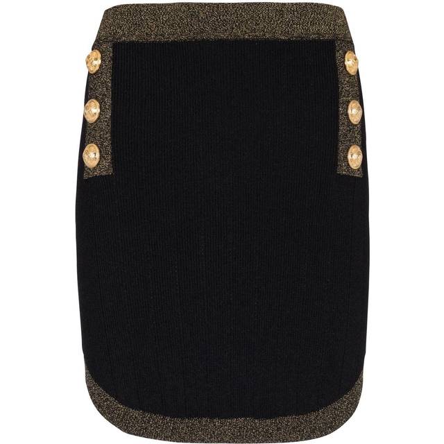Balmain High-rise ribbed-knit miniskirt - black (UK 14)