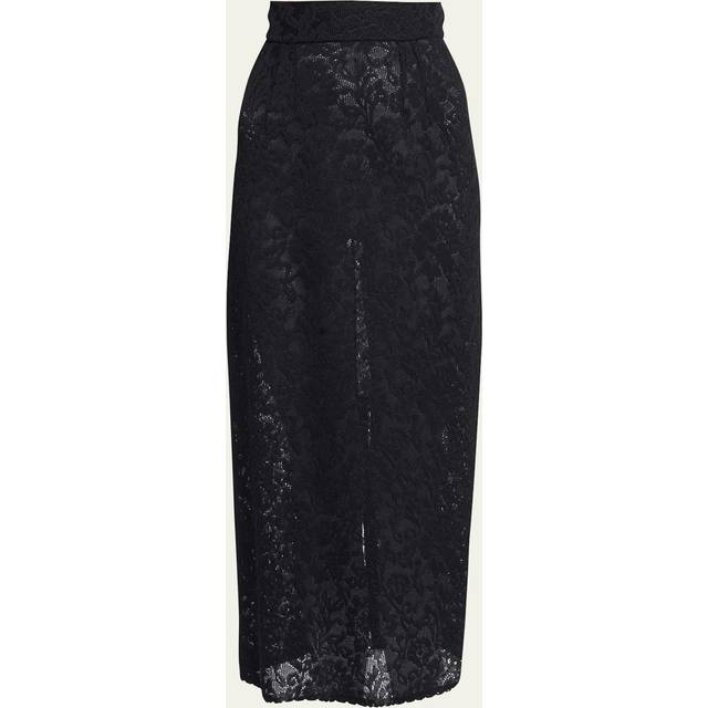 Dolce & Gabbana, Kjol, Dam, M, Svart Spetsstickad Midi Pennkjol - black (M)