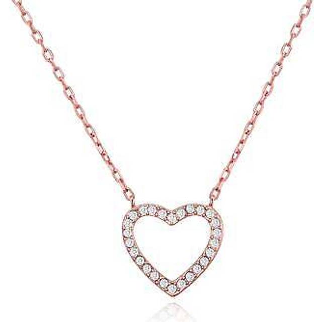 Rose gold plated open heart necklace created with zircondia® crystals