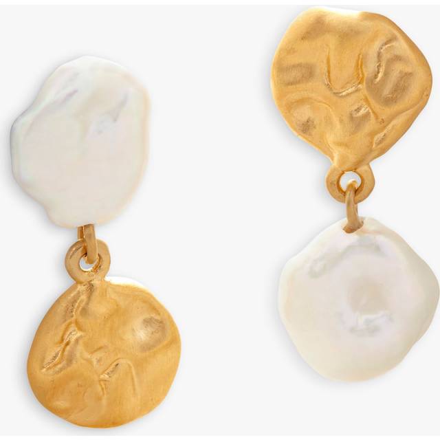 Monica Vinader x Mother of Pearl Keshi Pearl Stud Earrings, Gold