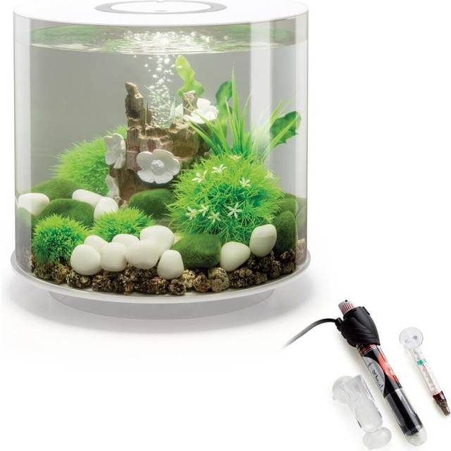 biOrb Tube 15L Aquarium White With MCR LED Lighting and Heater Pack