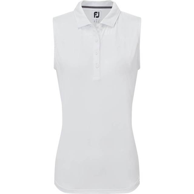 FootJoy Mesh Back Sleeveless Lisle Ladies Golf Polo Shirt - White