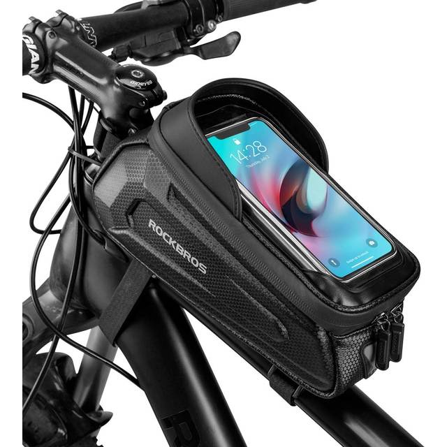 ROCKBROS Bike Frame Bag, Bicycle Handlebar Bag, Water-Resistant Top Tube Pack Mobile Phone Pouch for Smart Phones up to 6.8 inches with TPU Sensitive