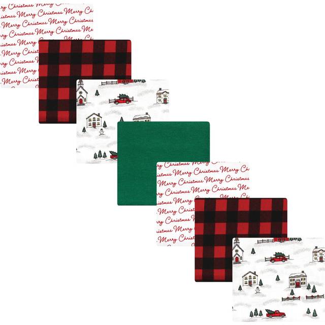 Hudson Baby Unisex Baby Cotton Flannel Receiving Blankets Bundle  Christmas Scene  One Size
