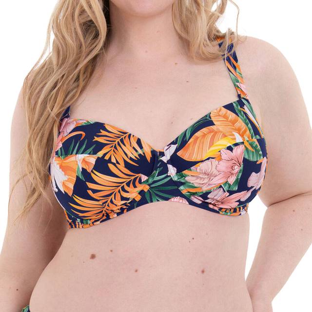 Rosa Faia Tropical Sunset Bikini Top - Blue w Flower - F 36 * Kampanj *