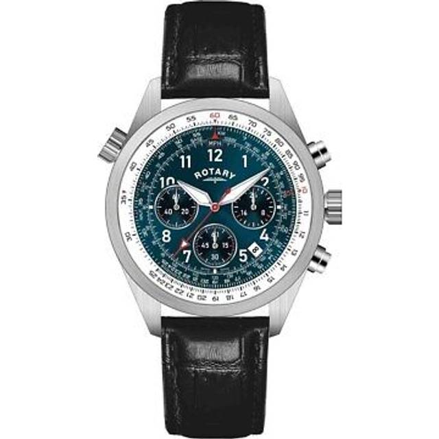 Rotary GS00140/52 Pilot Chronograph Black Leather Strap Watch - W13208