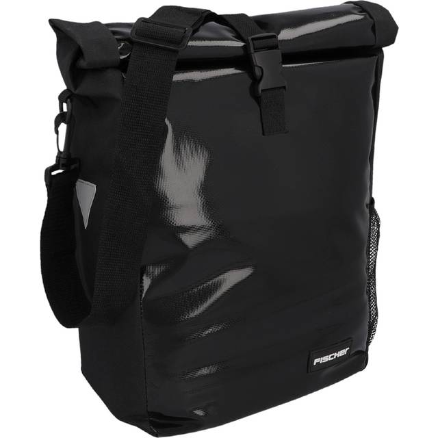 FISCHER Cykelväska bagagehållare väska kurir, cykelväska, axelväska, reflektor, 18 liter, vattenavvisande, svart