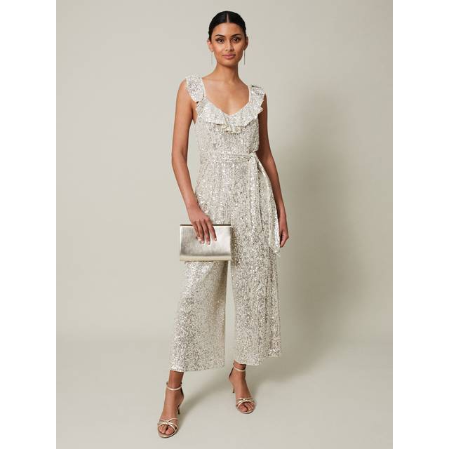 Phase Eight Women's Tazanna Sequin Wide Leg Jumpsuit - Silver - 14