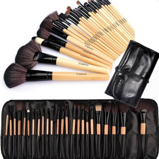 Make up BrushesÃ¯Â¼Å Cadrim 24 pcs Natural Hair Professional Makeup Brush Set Travel Makeup Brush Kit with Case (burlywood)