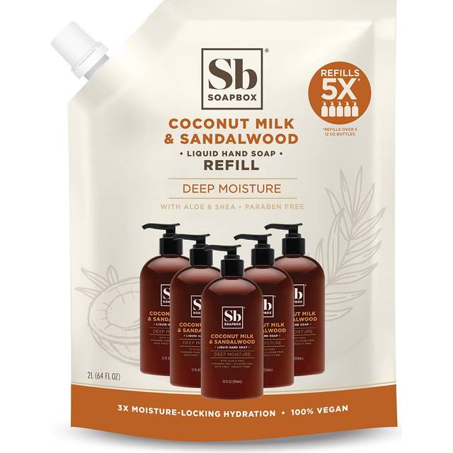 SoapBox Liquid Hand Soap Deep Moisture Refill Coconut Milk & Sandalwood 64 fl oz
