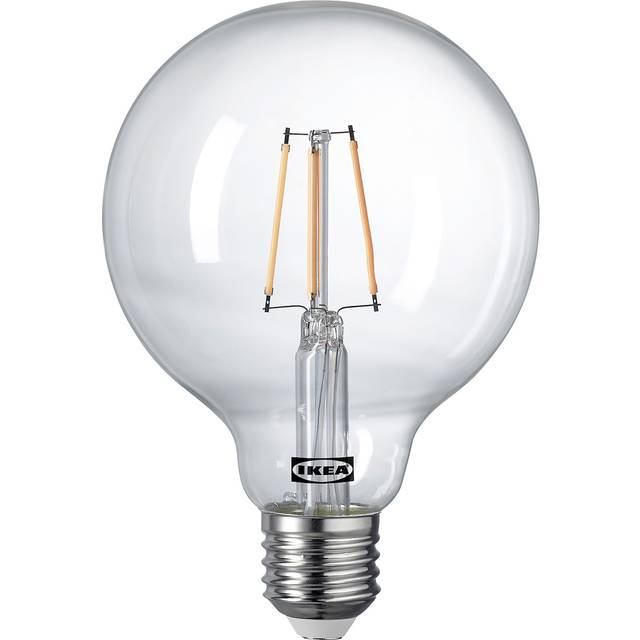 LUNNOM LED ljuskälla E27 470 lumen, dimbar globformad/klarglas, 95 mm