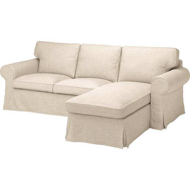EKTORP 3-sitssoffa med schäslong, Kilanda ljusbeige