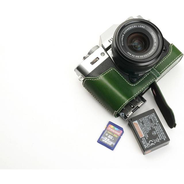 Genuine real leather half camera case bag cover for fujifilm xt30 xt20 xt10 open