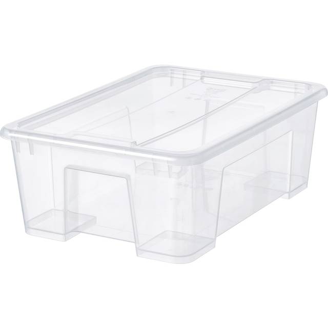 SAMLA låda med lock, transparent, 39x28x14 cm/11 l