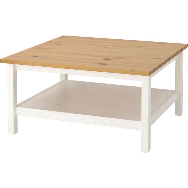 HEMNES Soffbord, vitbets, ljusbrun, 90x90 cm