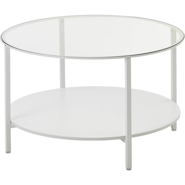 VITTSJÖ soffbord, vit/glas, 75 cm