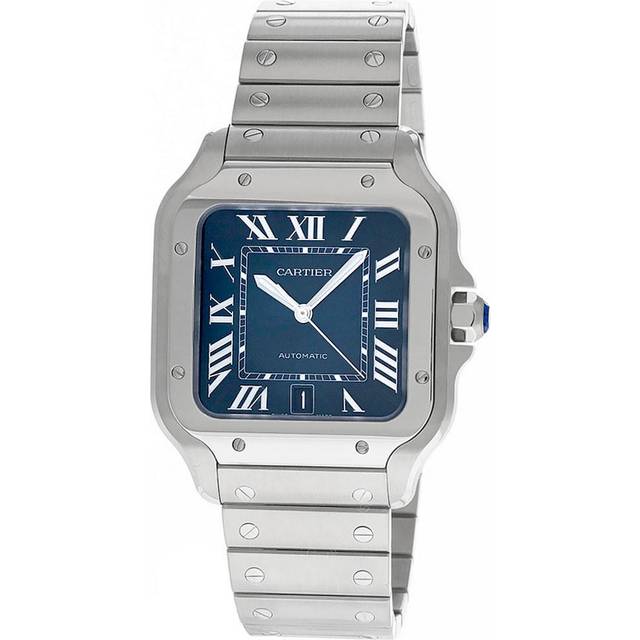 CARTIER Santos De Cartier Large AUTO 39.8MM SS Blue Dial Men's Watch WSSA0030 - 39.8 mm x 47.5 mm