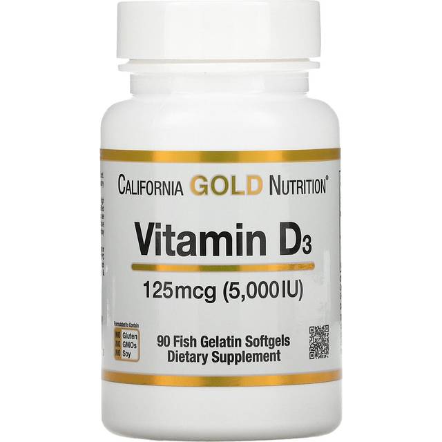 California Gold Nutrition  Vitamin D3  125 mcg (5 000 IU)  90 Fish Gelatin Softgels