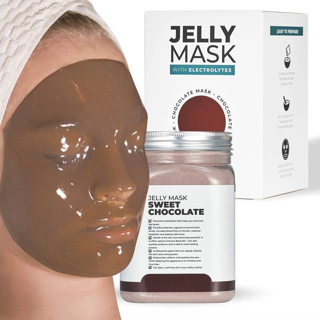 BRUN Jelly Mask Jar Chocolate Peel-Off Face Care Rubber Mask | 23 fl oz Skin Care Moisturizing Gel Mask Jar Spa Set