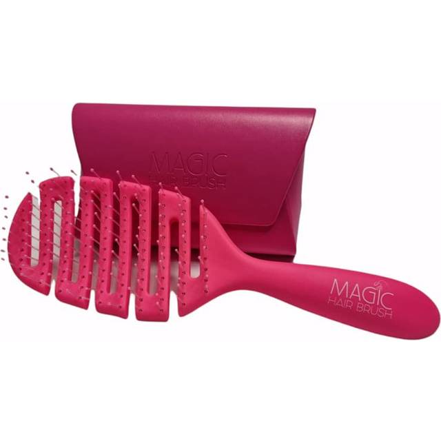 Magic Hair Brush Best Hair Detangler with Storage Wallet Soft Bristles Flexible Vented Head Glide Easily Through Tangles and Knots (Pink Classic - EXP