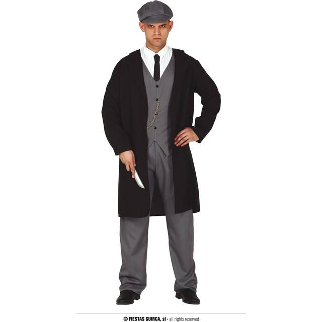Fancy Dress Adult English Gangster Costume - Black - M