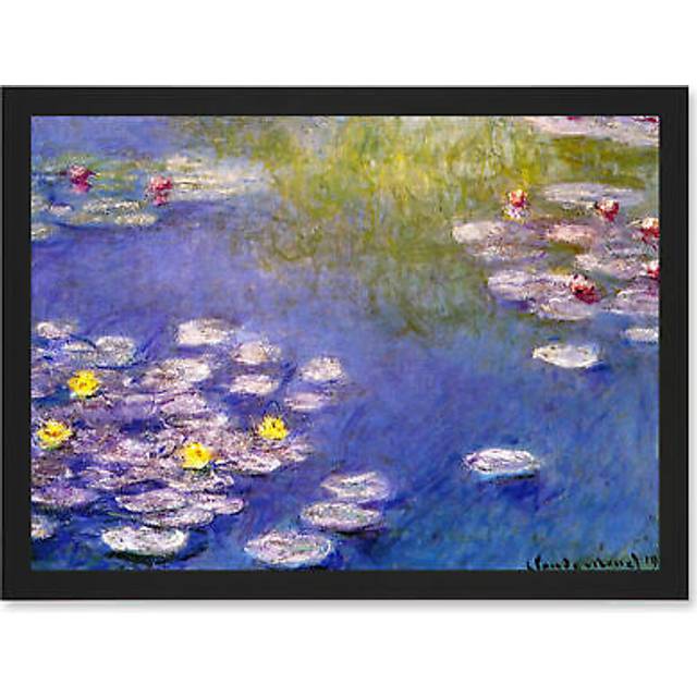 Monet Water Lilies At Giverny Old Master Painting Artwork Framed Wall Art Print A4 - Black - One Size