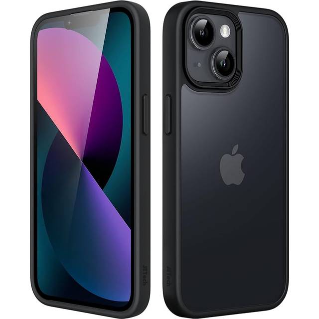 JETech Matte Skal för iPhone 13 6,1 Tum, Stötsäkert Fallskydd Militärklass Case, Matt Fodral Genomlysande Tillbaka, Anti-Fingeravtryck (Svart)