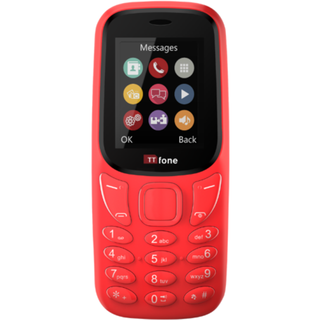 TTfone TT170 Red Dual SIM with USB Cable, Giff Gaff Pay As You Go