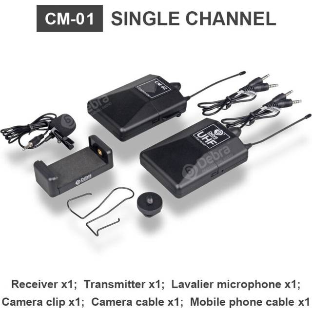 (Single Channel) UHF Wireless Lavalier Microphone with 30 Selectable Channels 50m Range for DSLR Camera Interview Live recording
