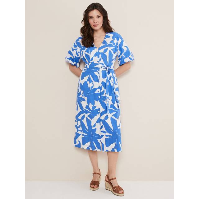 Phase Eight Women's Sienna Cotton Two Colour Midi Dress - Blue/Ivory - 10